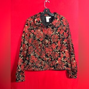 Coldwater Creek Red and Gold Patterned Jacket